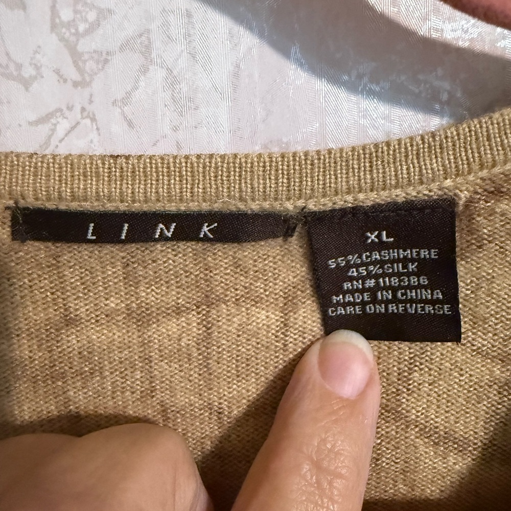 Link Tan Alligator / Crocodile Cashmere Silk Sweater, Sz XL, So Soft - Picture 3 of 7